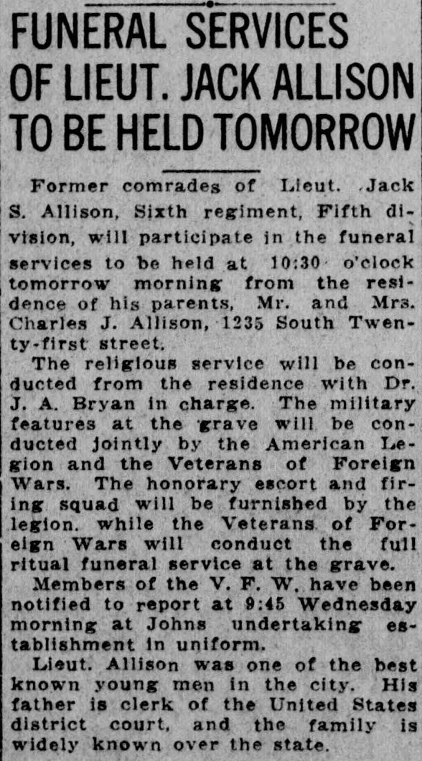 Lieut. Jack Allison obituary